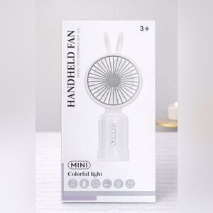 Mini Mouse Ear Handheld Fan w/ Colorful LED Light – Portable Summer Cooling Fan